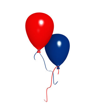 roter und blauer Luftballon. 3d render