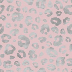Leopard skin silver luxury pink seamless pattern
