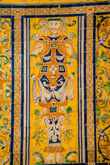 Spain, Seville, FULL FRAME SHOT OF MULTI COLORED WALLwith a jester