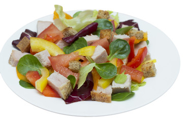 Salad with meat and vegetable..Shallow DOF