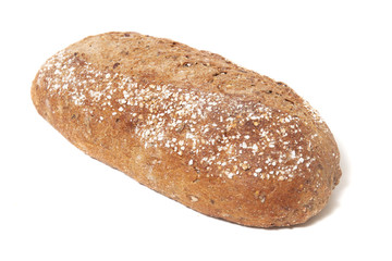 Traditional baguette on white background