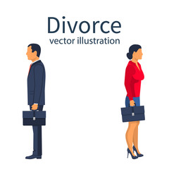 Obraz premium Divorce concept. Breakup concept. A man and a woman go in different directions. Crisis relationship divorce. Unhappy love, conflict. Vector illustration flat design.