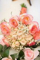 A bouquet of gentle pink roses