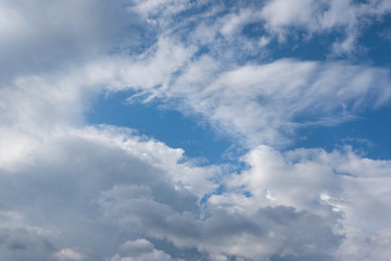 Blue sky with white clouds.