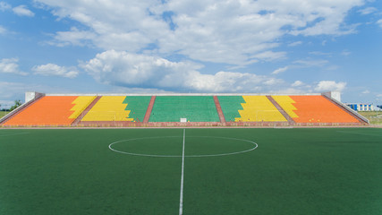 A soccer field with a bird's eye view. Stadium for the game.Part of the field