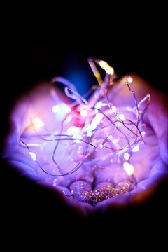 Impromptu photoshoot with glitter and fairy lights