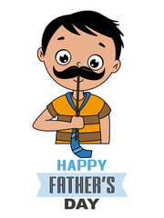 happy fathers day card.  boy with mustaches and a tie