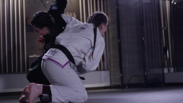Women fighters training MMA