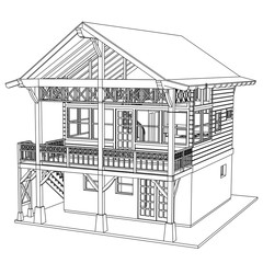 Vector sketch house on the white background. Vector architectural illustration