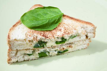 hot sandwich with spinach and cheese