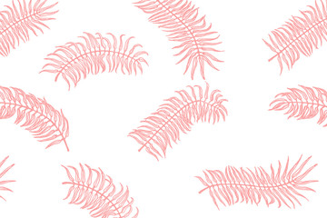 Fototapeta na wymiar Tropical pattern. Palm leaves on the white background