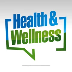 Foto op Canvas Health and wellness in brackets blue white green isolated sticker icon © simbos