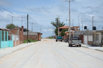 Fototapeta na wymiar Calle de pueblo Josefino Jalisco México