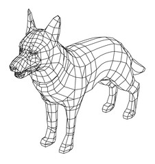 Dog polygonal lines illustration. German Shepherd dog vector on white background