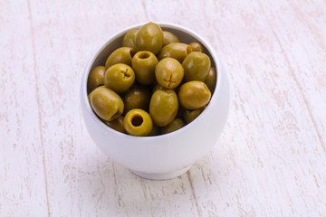 Pickled olives in the bowl