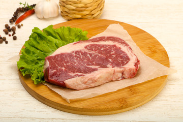 Rib eye raw steak