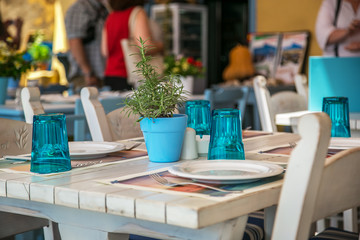 table set with plates and cutlery
