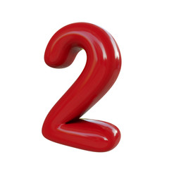 Glossy red number nine, 9. 3D render of bubble font isolated on white background