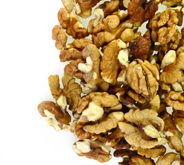 Walnuts isolated on a white background.