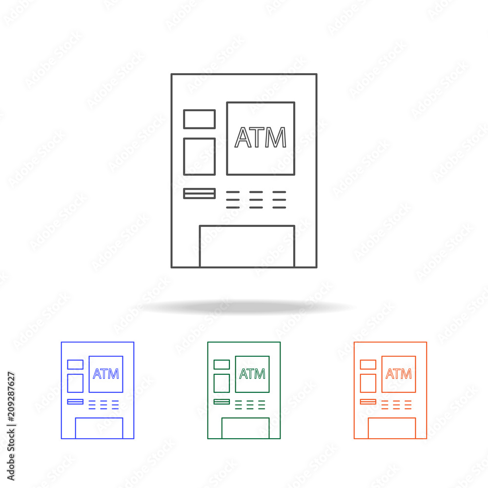 Poster atm icon. elements of banking in multi colored icons. premium quality graphic design icon. simple ic