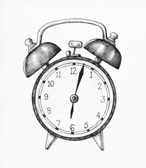 Hand-drawn alarm clock illustration