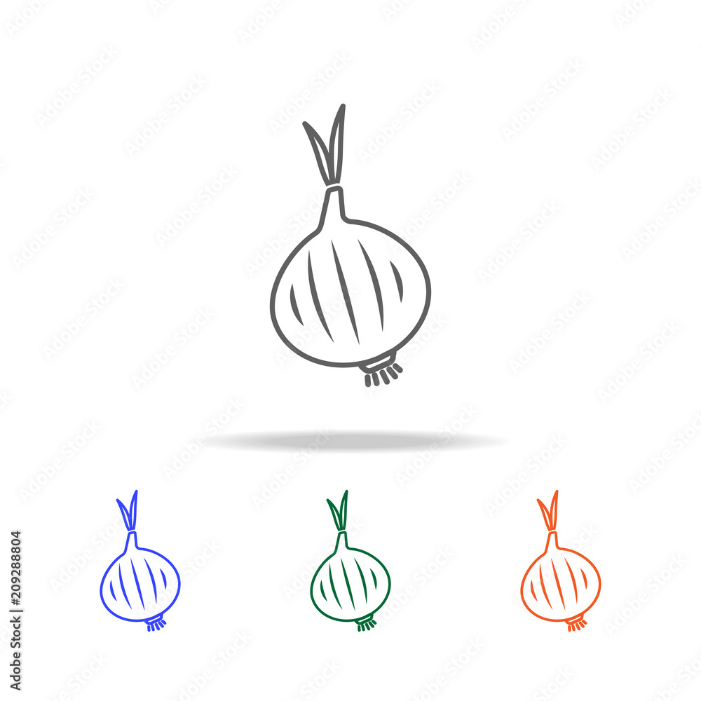 Poster outline onion icon. elements of fruits and vegetables in multi colored icons. premium quality graphi