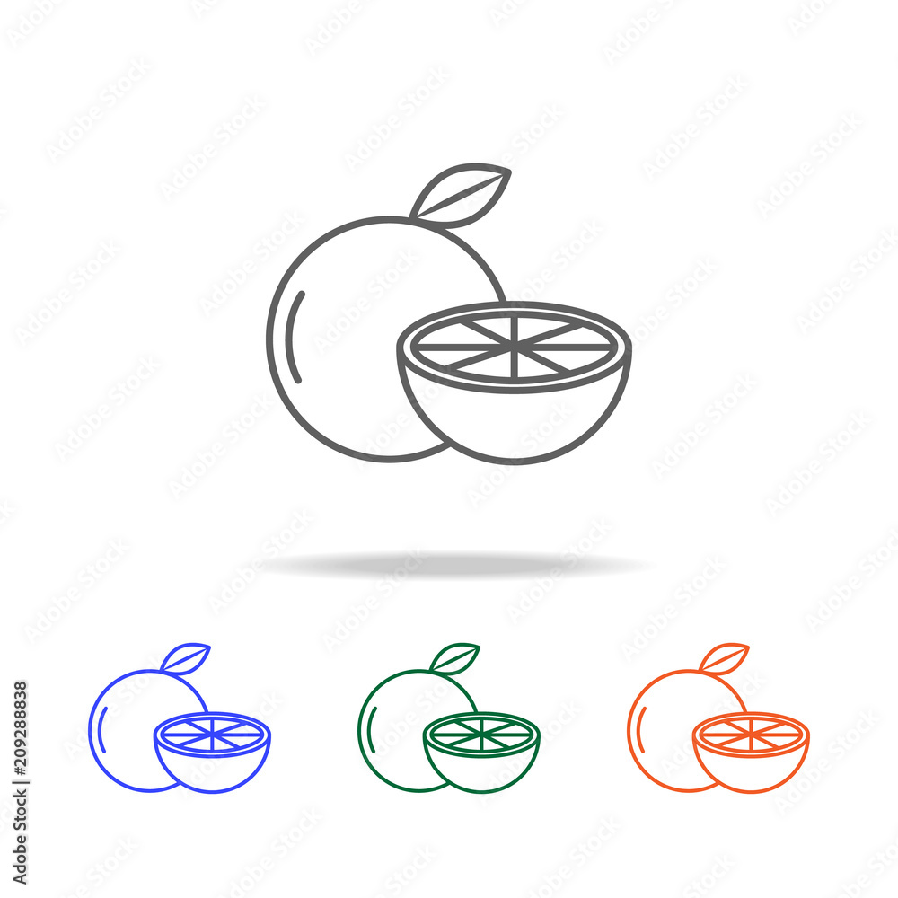 Poster outline orange icon. elements of fruits and vegetables in multi colored icons. premium quality graph