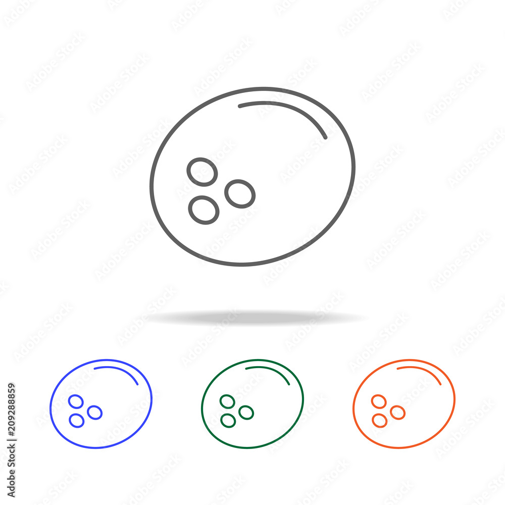 Poster outline coconut icon. elements of fruits and vegetables in multi colored icons. premium quality grap