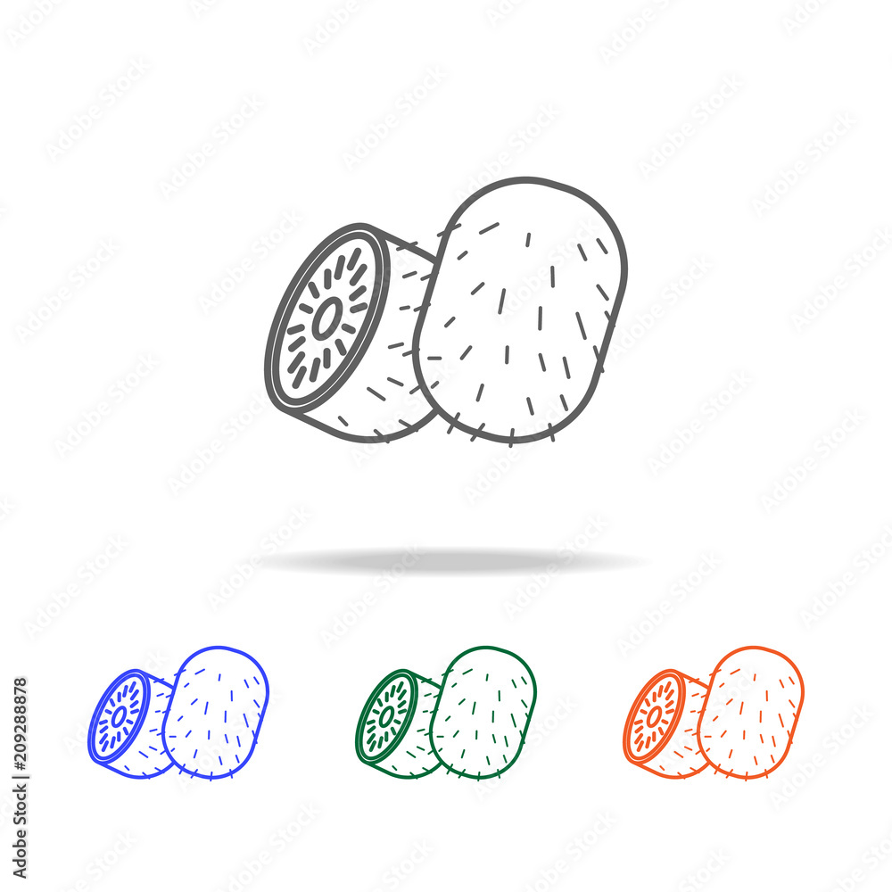 Poster outline kiwi fruit icon. elements of fruits and vegetables in multi colored icons. premium quality g
