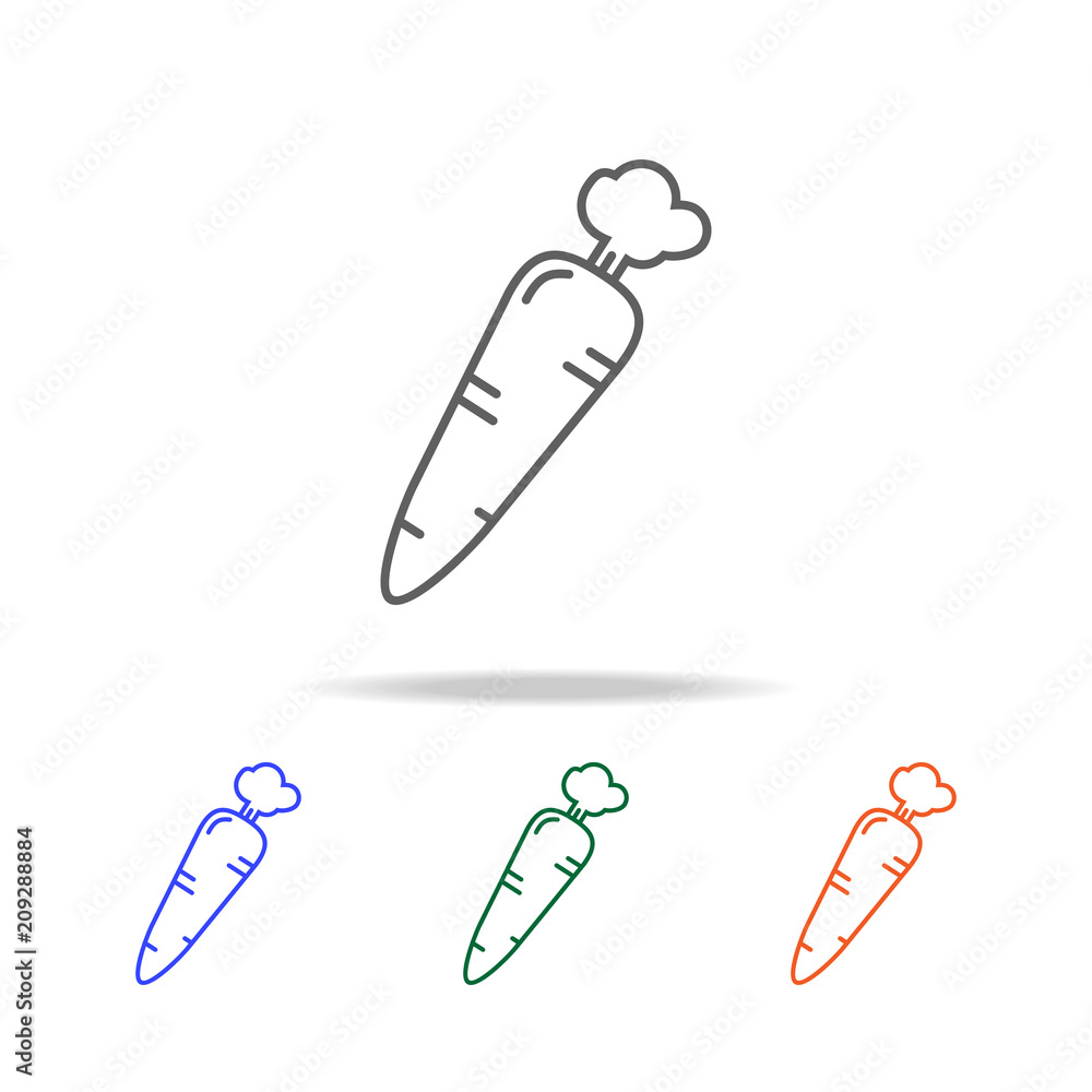 Poster outline carrot icon. elements of fruits and vegetables in multi colored icons. premium quality graph
