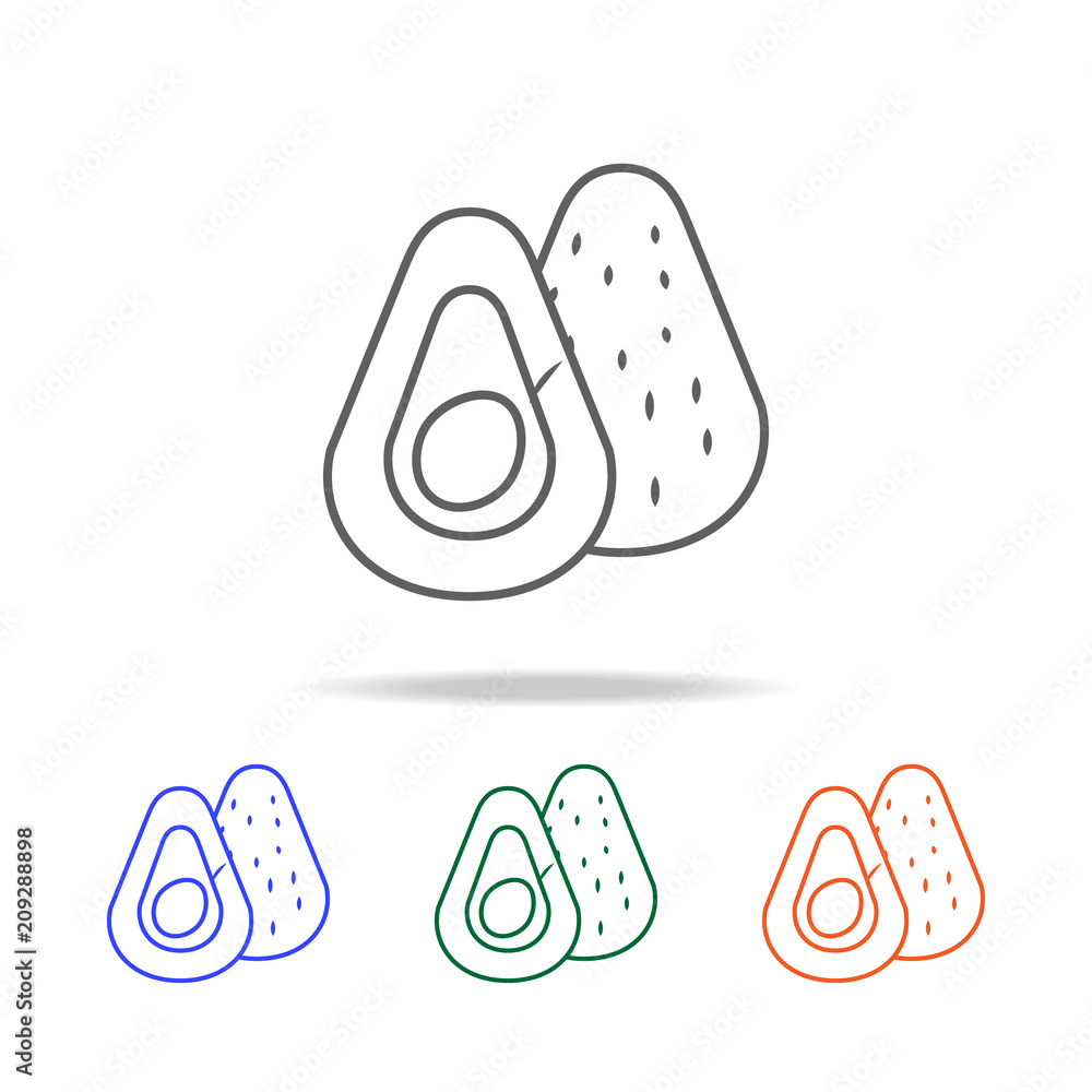 Poster outline avocado icon. elements of fruits and vegetables in multi colored icons. premium quality grap