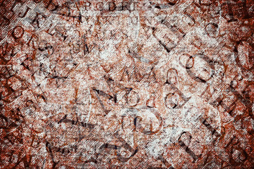 Chaotic grunge background with English letters