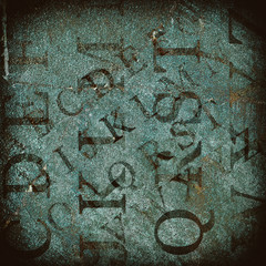 Colored grunge background with English letters
