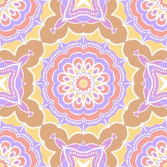 Seamless background pattern in geometric floral style. Vector illustration.