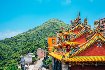 Old temple and street in Jiufen, Taiwan