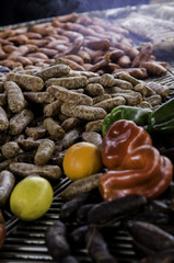 Grilled meat and vegetables