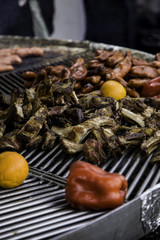 Grilled meat and vegetables