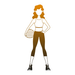 Fitness woman with ball cartoon vector illustration graphic design