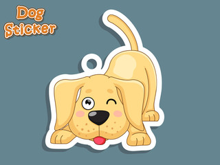 Cute Cartoon Dog Puppy Labrador Sticker. Vector Illustration. With Cartoon Style Funny Animal.