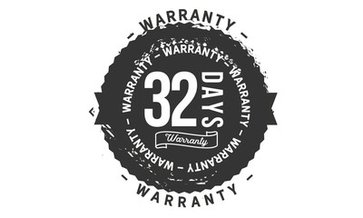 32 days warranty icon stamp