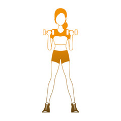 Fitness woman with dumbbells cartoon vector illustration graphic design