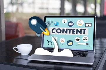 Fotobehang content marketing Content Data Blogging Media Publication Information Vision Concept © onephoto