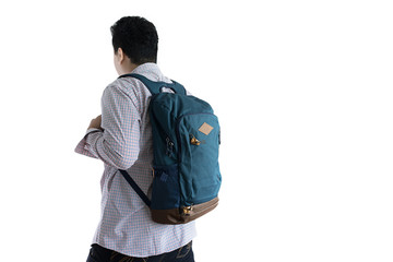 Fototapeta premium Happy Student with backpack go to scholl