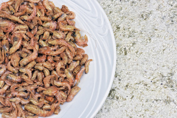 Dry shrimp, ingredient of Brazilian dishes
