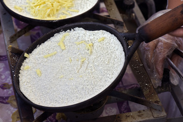 Brazilian street food: beiju of tapioca