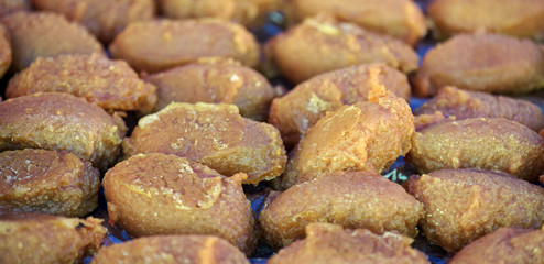 Portion of pumpkin candy symmetrically arranged