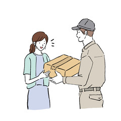 荷物を受け取る女性　イラスト
