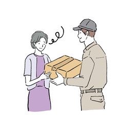 荷物を受け取る女性　イラスト
