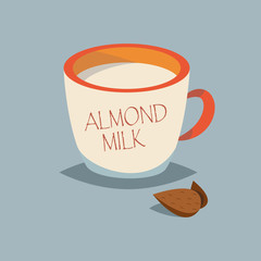 Almond milk.Cartoon vector illustration.