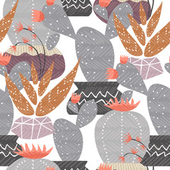 Cactus plant decoration seamless pattern art